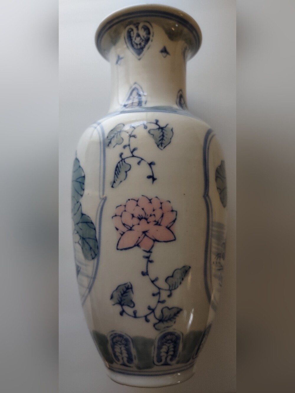 Chinoiserie Hand painted Pastel Vase - Home Art